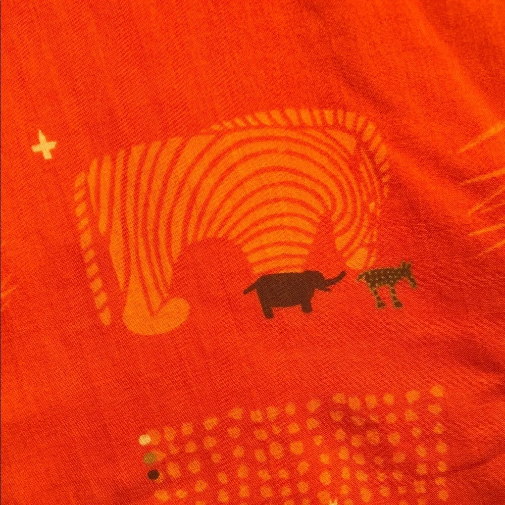 Vintage Catimini Orange Dress with Swirl and Animal Safari Print. Size 4​